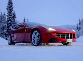 Чемпион мира по ралли тестирует Ferrari FF на заснеженной лесной трассе